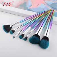 FLD Custom Logo 7Pcs Colorful Makeup Brush Set Blush Brush Set Eyeliner Powder Foundation Fan Face Eye Make Up Brushes Set